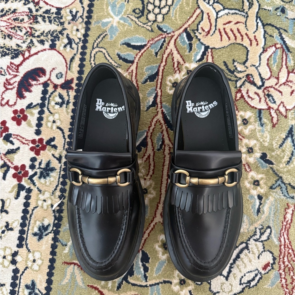 Dr. Martens Black Slip-On Loafers with Fringe